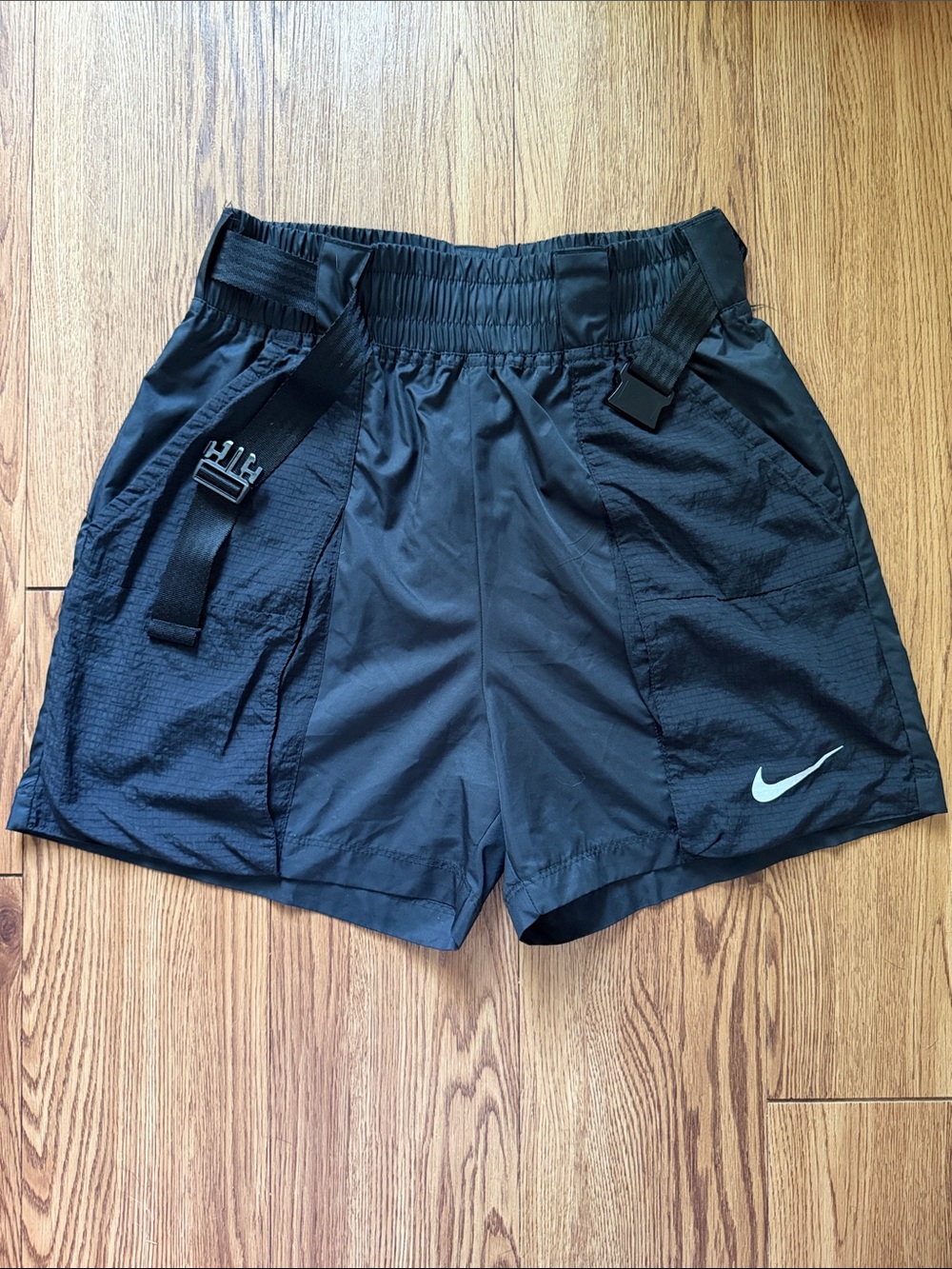 Nike Men’s Black Athletic Shorts with White Swoosh